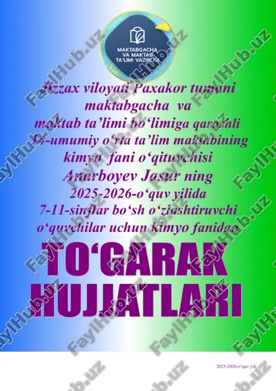 kimyo fanidan to‘garak mashg‘ulotlari — DOC