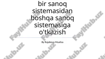 pozitsion va nopozitsion sanoq sistemalari — PPTX