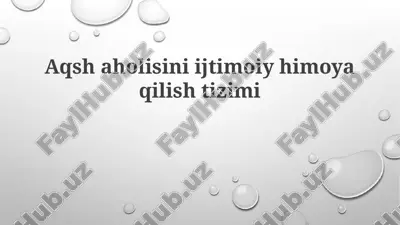 aqsh aholisini ijtimoiy himoya tizimi — PPTX