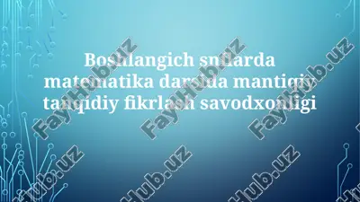 boshlang'ich sinflarda matematika — PPTX