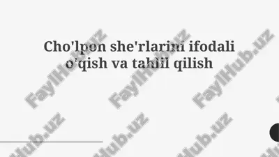 cholpon she'rlarining poetik olami — PPTX