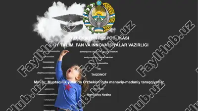 mustaqillik yillarida o'zbekistonda manaviy-madaniy taraqqiyotlar — PPTX