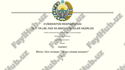 ona tilidan "tezish xakida malumot" — PPTX