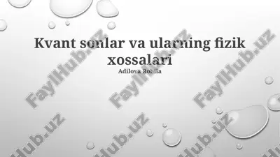 kvant sonlar va ularning fizik xossalari — PPTX