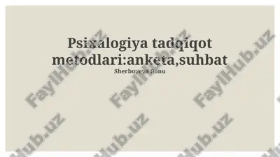 psixalogiya tadqiqot metodlari — PPTX