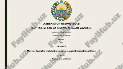 semizlik, metabolik sindrom va qantli diabetning ii turi — PPTX