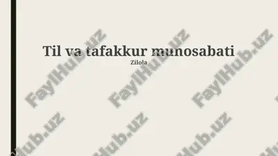 til va tafakkur munosabati — PPTX