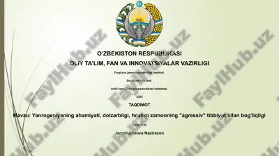 yanrogeniyaning ahamiyati, dolzarbligi, hozirgi zamonning "agressiv" tibbiyot bilan bog'liqligi — PPTX