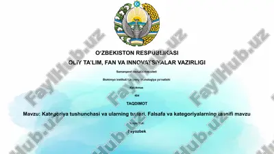 kategoriyalar tushunchasi va ularning turlari — PPTX