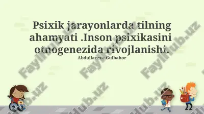 psixologiya jarayonlarda tilning ahamiyati — PPTX