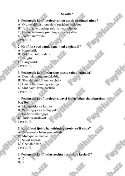 pedagogik konfliktologiya — DOCX