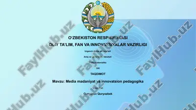media madaniyat va innovatsion pedagogika — PPTX