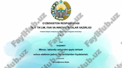 lątisodiy axborotni qayta ishlash uchun elektron jadval muharrirlaridan foydalanish — PPTX