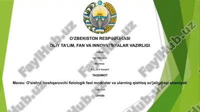 o'sishni boshqaruvchi fiziologik faol moddalar va ularning qishloq xo'jaligidagi ahamiyati — PPTX