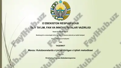 kutubxonalarda o‘yinlashtirilgan o‘qitish metodikasi — PPTX