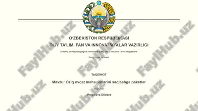oziq ovqat mahsulotlarini saqlashga paketlar — PPTX