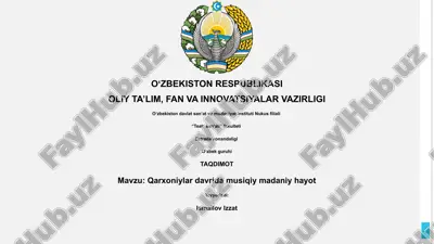 qarxoniylar davrida musiqiy madaniy hayot — PPTX