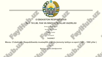 o'zbekiston respublikasida mustaqillik yillarida jismoniy tarbiya va sport — PPTX