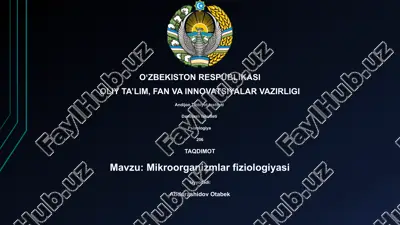 mikroorganizmlar fiziologiyasi — PPTX