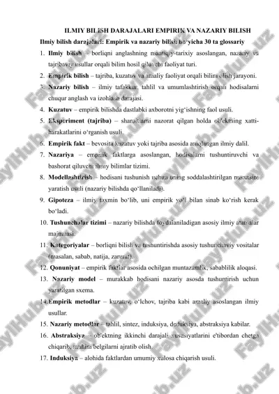 ilmiy bilish darajalari empirik va nazariy bilish — DOCX
