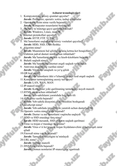 axborot texnologiyalari — DOCX