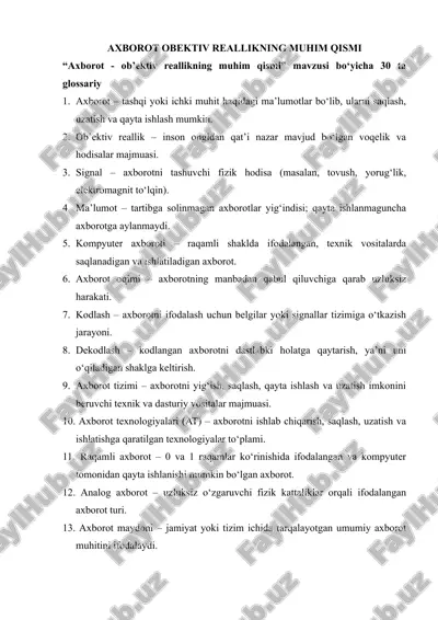 axborot - ob’ektiv reallikning muhim qismi — DOCX
