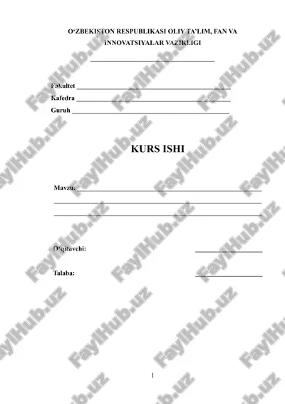 tog‘li hududlar ekologiyasi va ularning iqtisodiyotiga oid kurs ishi — DOCX