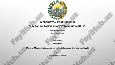madaniyatning ijtimoiy mohiyati — PPTX