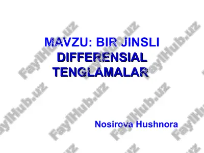 bir jinslidifferensial tenglamalar — PPT