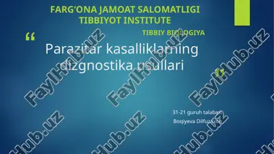 parazitar kasalliklarning dizgnostika usullari — PPTX