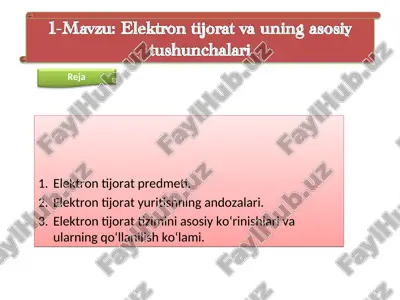 elektron tijorat va uning asosiy tushunchalari — PPT