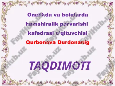 onalikdavabolalarda hamshiralikparvarishi — PPTX