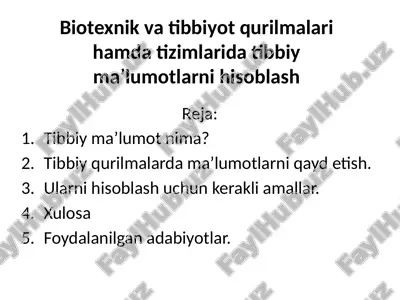 tibbiyma’lumotlar hisoblash — PPTX