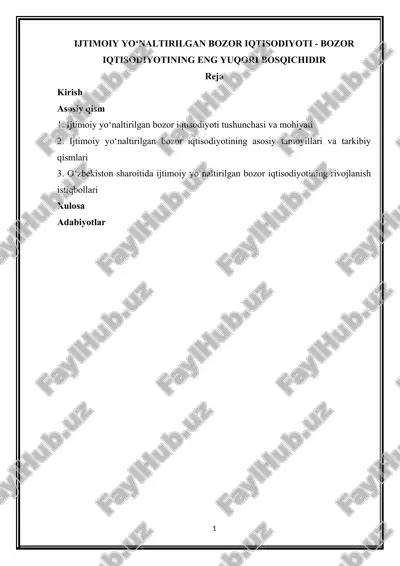 ijtimoiy yoʻnaltirilgan bozor iqtisodiyoti — DOCX