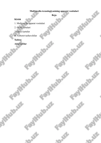 multimedia texnologiyasining apparat vositalari — DOCX