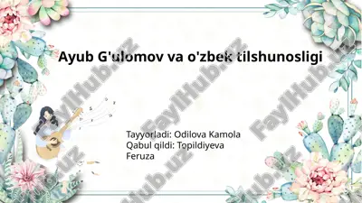 ayub g'ulomov va o'zbek tilshunosligi — PPTX