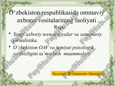 yangi axborot texnologiyalari va jurnalistika — PPTX