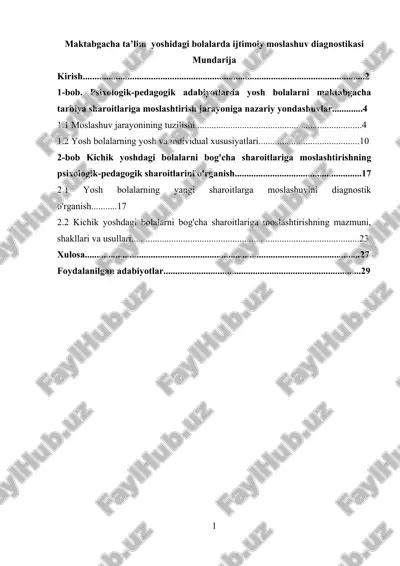 maktabgacha ta’lim yoshidagi bolalarda ijtimoiy moslashuv diagnostikasi — DOCX