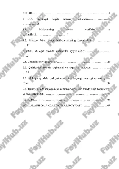 muloqotni tashkil etishda umuminsoniy qadriyatlarning ustuvorligi — DOCX