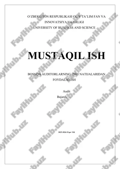 boshqa auditorlarning ish natijalaridan foydalinish — DOCX