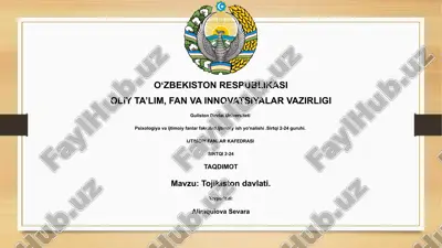 tojikiston davlati — PPTX