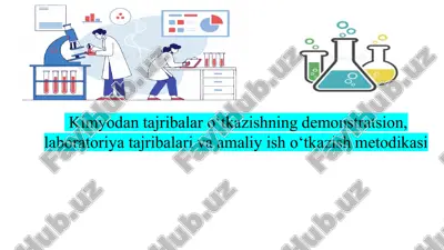 kimyodan tajribalar o‘tkazishning demonstratsion, laboratoriya tajribalari va amaliy ish o‘tkazish metodikasi — PPTX