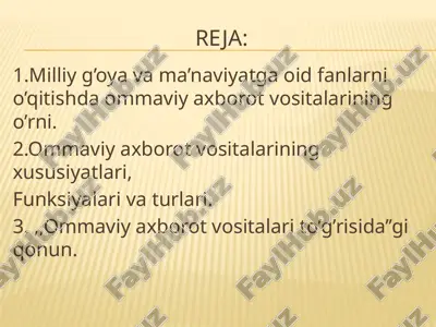 ommaviy axborot vositalari — PPTX