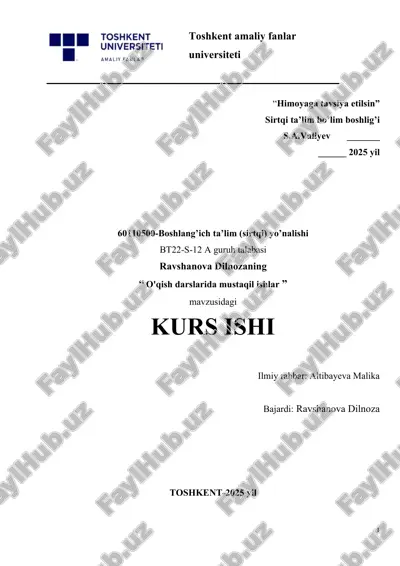 o'qish darslarida mustaqil ishlar — DOCX