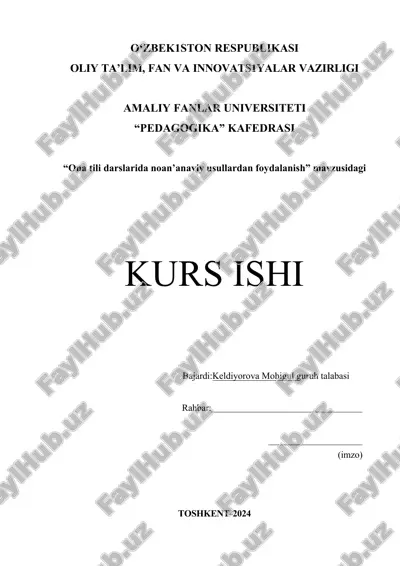 ona tili darslarida noan’anaviy usullardan foydalanish — DOCX