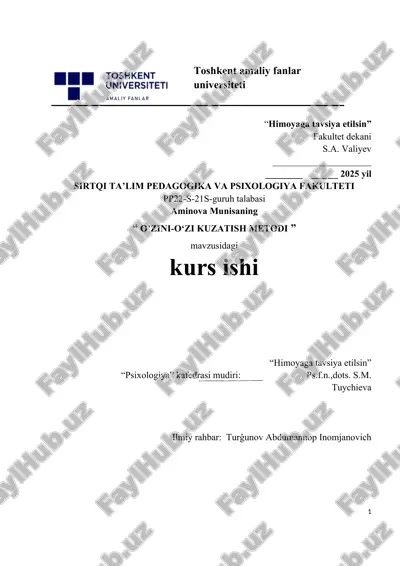 o’zini-o‘zi kuzatish metodi . — DOCX