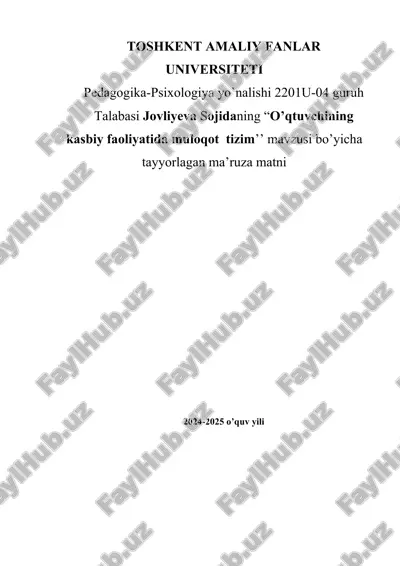 o'qituvchining kasbiy faoliyatida muloqot tizimi — DOCX