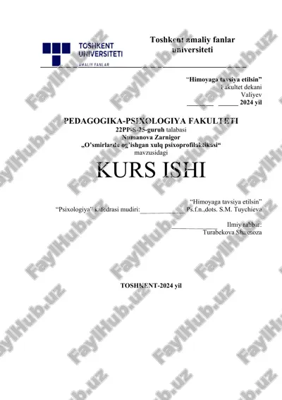 o'smirlarda og'ishgan xulq psixoprofilaktikasi — DOCX