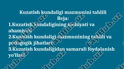 kuzatish kundaligi mazmunini tahlili — PPTX