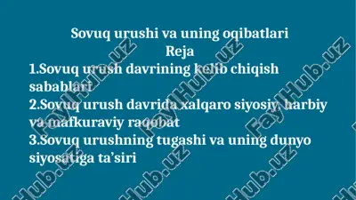 sovuq urushi va uning oqibatlari — PPTX